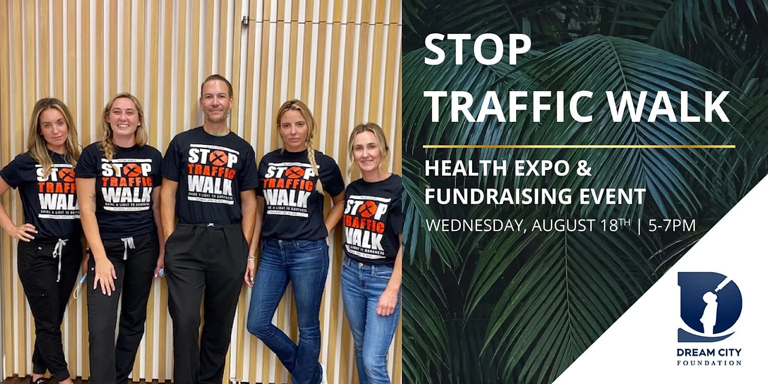 Stop Traffic Walk fundraising event participants posing.