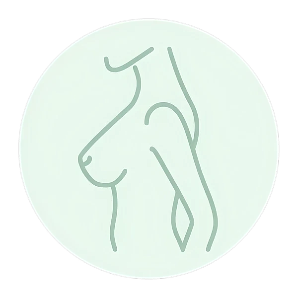 Line art of a female silhouette.