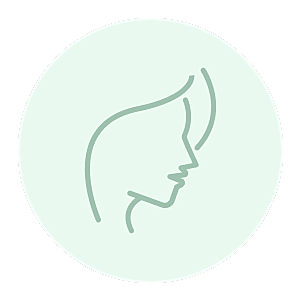 Minimalist face outline on soft background.
