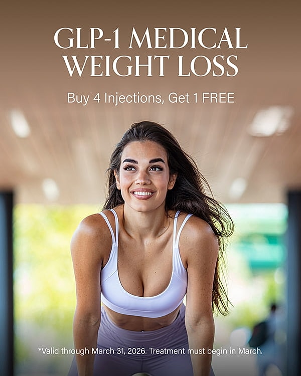 GLP-1 Medical Weight Loss Promotion with Smiling Woman