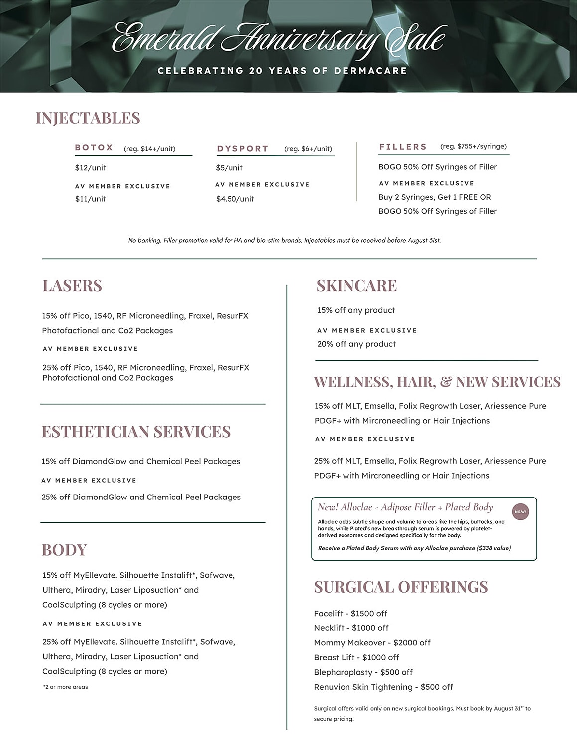 Emerald Anniversary Sale promotional flyer details.